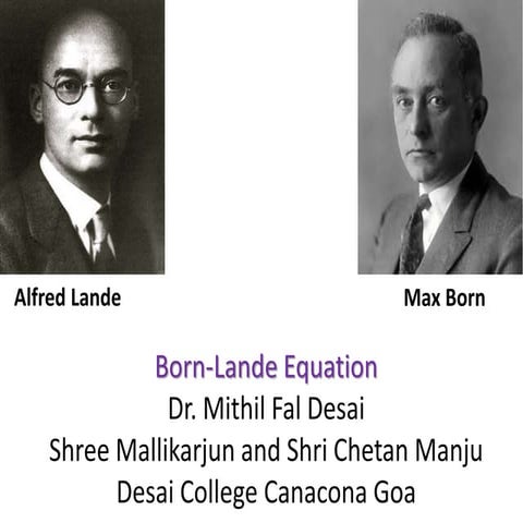 Bohrn lande equation