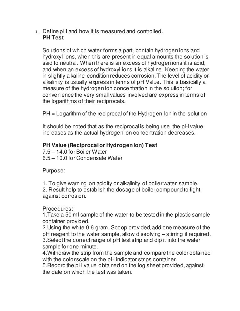 Boiler water testing