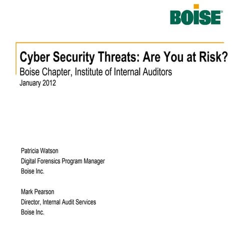 Cyber Security Threats | IIA Boise Chapter