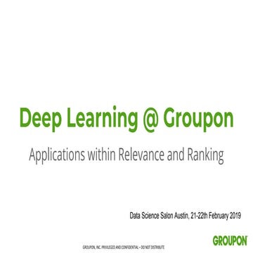 Data Science Salon: Applications of Embeddings and Deep Learning at Groupon