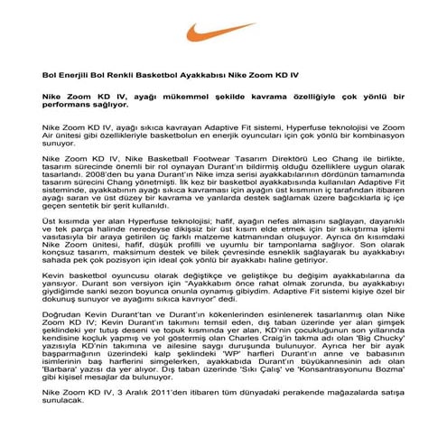 Bol Enerjili Bol Renkli Basketbol Ayakkabısı Nike Zoom KD IV Basın Bül