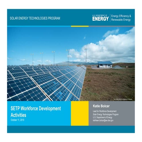 Solar Energy Technologies Program Workforce Development Activities