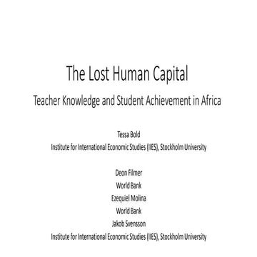 The Lost Human Capital | Teacher Knowledge and Student Achievement in Africa