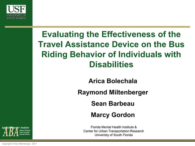 TRB 2011 - Evaluating the Effectiveness of the Travel Assistance Device