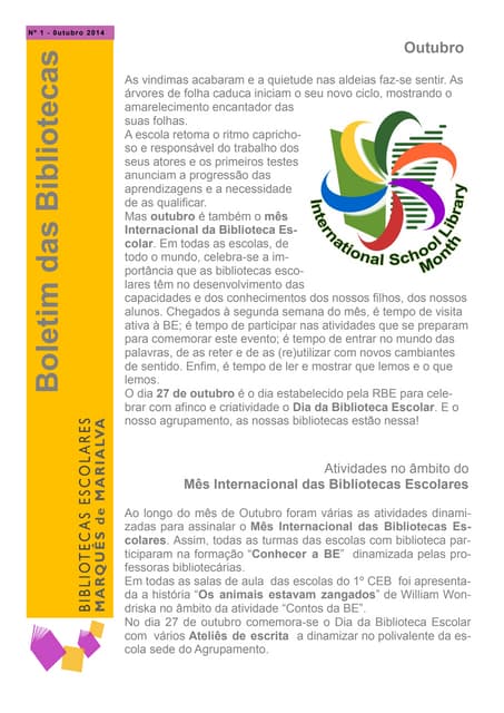 Boletim do mês de outubro de 2014