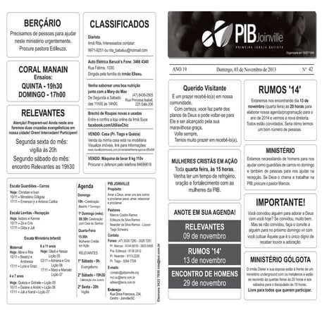 BOLETIM 03/11/2013 PIB JOINVILLE