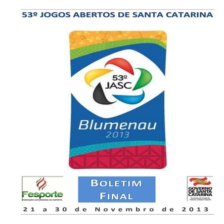 Boletim Final - Etapa Estadual do 53º Jasc | PDF