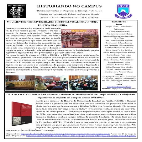 BOLETIM DE MARÇO 2016