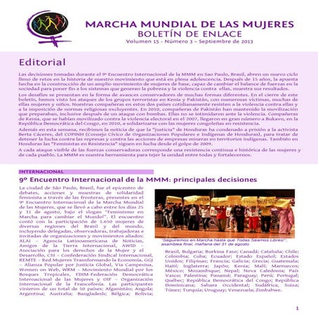 Boletín Marcha Mundial de las Mujeres Septiembre 2013 V15N3
