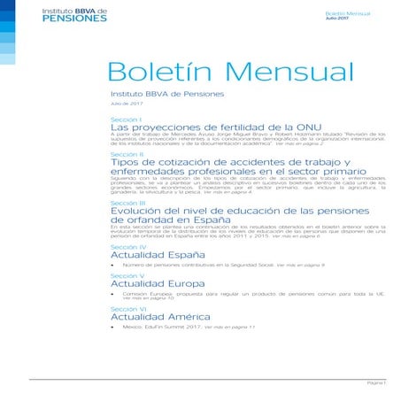Boletín del Foro de Expertos de julio 2017: las proyecciones de fertilidad de...