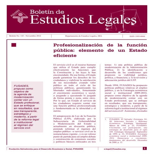 Profesionalización de la función pública: elemento de un Estado eficiente