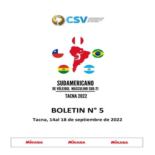 Boletín 5 - Sudamericano de voleibol masculino Sub 21Tacna 2022