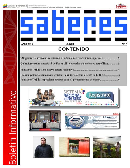 Boletin Informativo Saberes N° 7  Fundacite Trujillo Mes de Junio 2015
