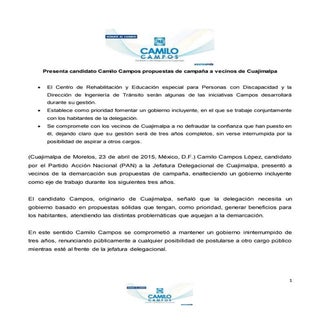 Presenta candidato Camilo Campos pr...