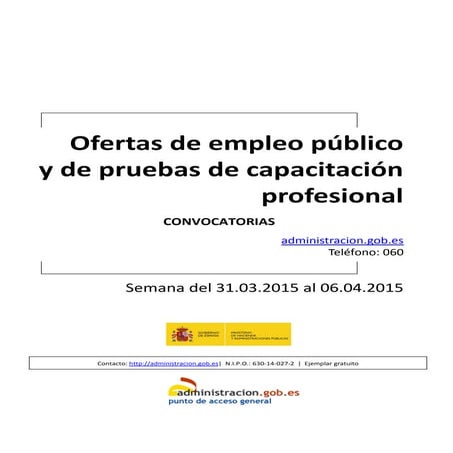 Ofertas de empleo público y de pruebas de capacitación profesional - Semana 1...