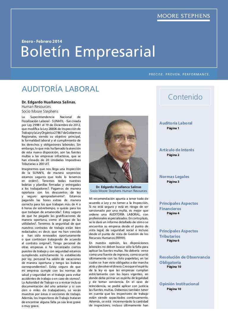 Boletin empresarial enero 2014 moore stephens