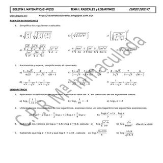 Boletin  i  mat4eso radicales y log...
