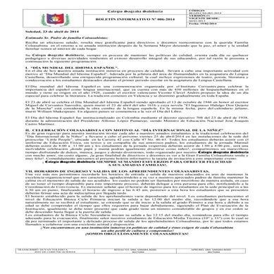 BOLETÍN INFORMATIVO 006