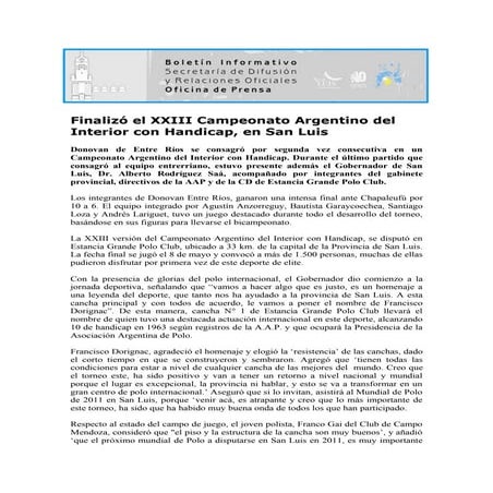 Boletin informativo 10 05-10