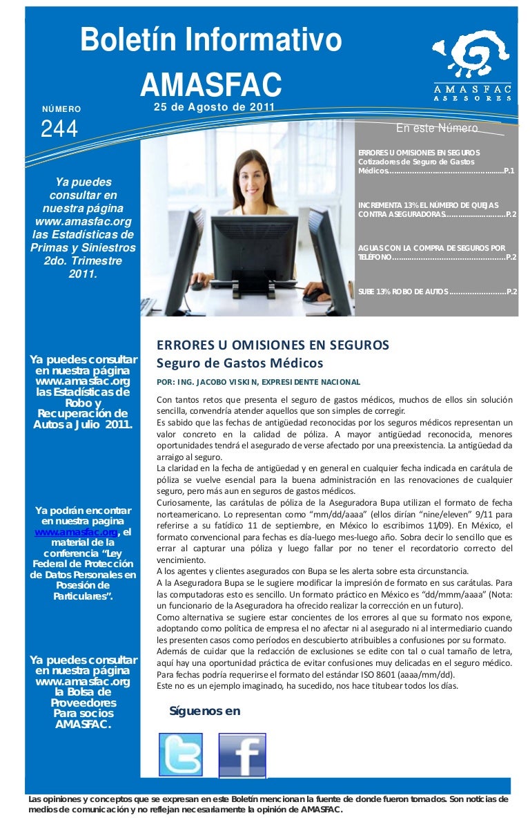 Boletín Informativo AMASFAC No. 244