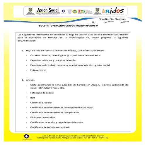 Boletin informativo equipo de coogestores
