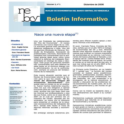 NEBCV Boletin informativo nº 1