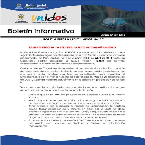 Boletin informativo unidos no.17