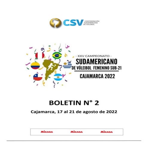 BOLETIN_N2. Sudamericano de voleibol U21 Cajamarca 2022