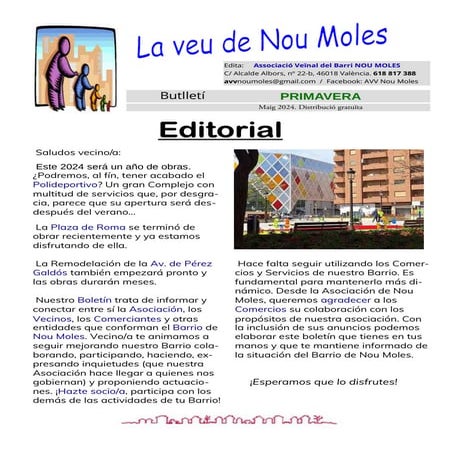 Boletin Asociación Nou Moles de Valencia Primavera2024Editorial