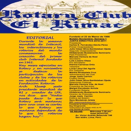 Boletin Rotary Club El Rimac Noviembre 2010 Numero 2 Semana 1