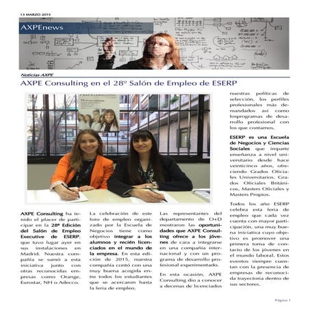 AxpeNews, el boletín semanal de AXPE Consulting (13-03-2015)