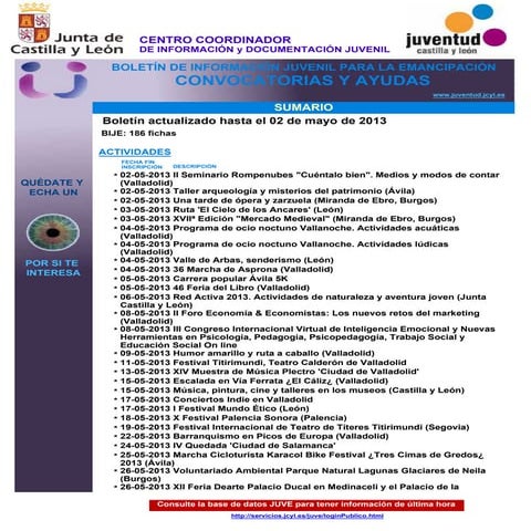 Boletín de información juvenil 02 05-2013