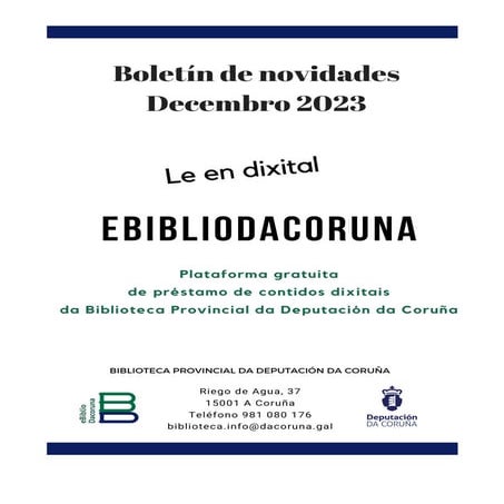 Boletín de novidades da EbiblioDaCoruna decembro 2023