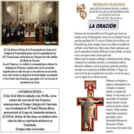 Boletín Fraternidad de Alcázar de San Juan. Febrero 2024