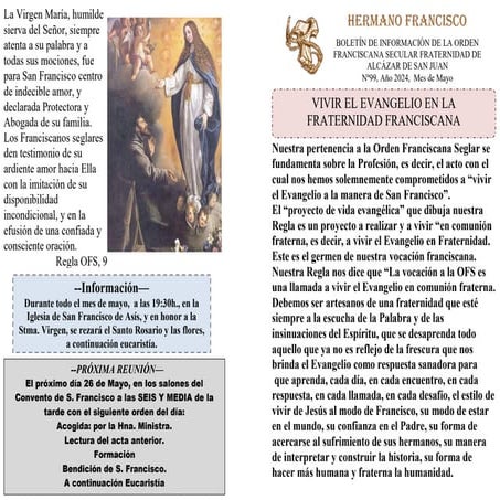 Boletín Hermano Francisco. Fraternidad de Alcázar de San Juan. Mayo 2024.pdf