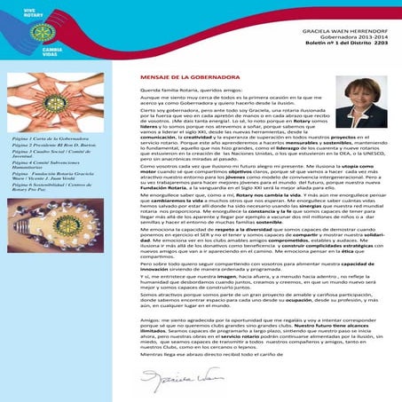 Boletín nº 1 del Distrito 2203, España