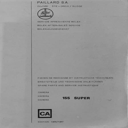 Bolex 155 super parts and service manual_multiple languages