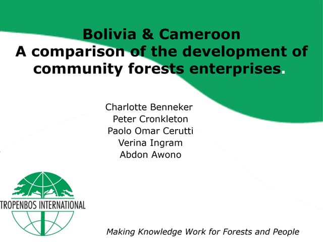 thumbnail of  Bolivia and Cameroon: A comparison of the development of community forests enterprises