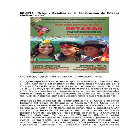 BOLIVIA: ‘Retos y Desafíos en la Construcción de Estados ...