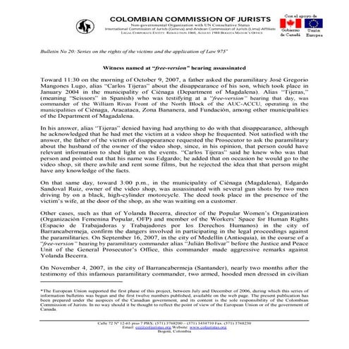 Witness named at “free-version” hearing assassinated