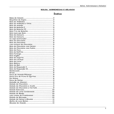 Receitas Portuguesas - Bolos e Sobremesas