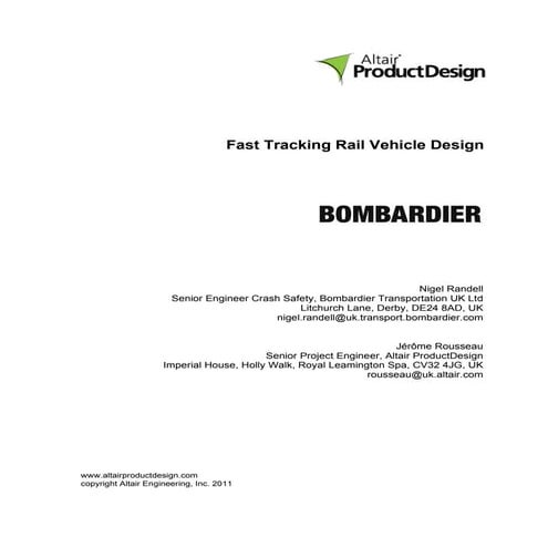 Bombardier Transportation - Fast Tracking Rail Vehicle Design