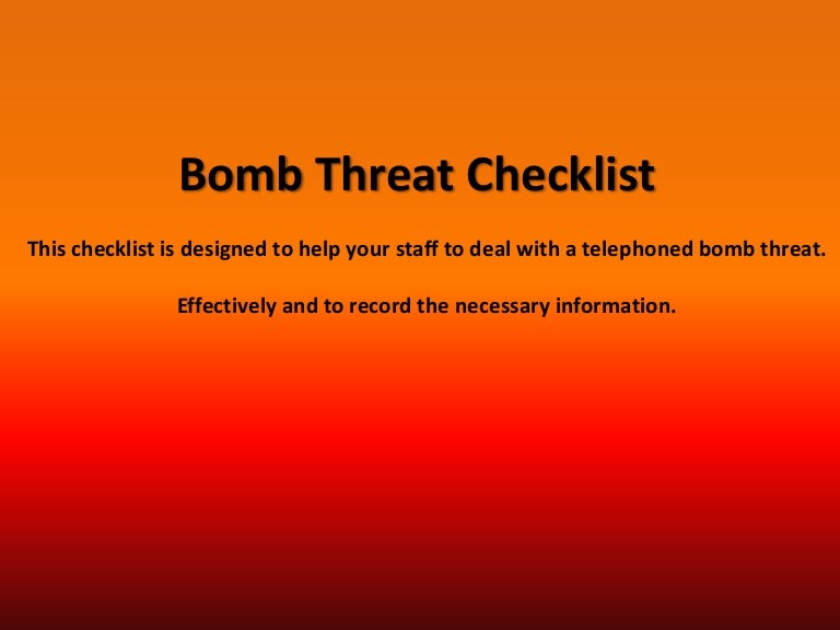 Bomb threat checklist - Bombthreatchecklist 120928100129 Phpapp01 Thumbnail 4 