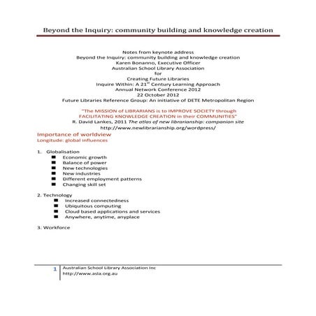 Community building and knowledge creation