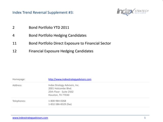 Bond Portfolio Hedging Candidates Algorithmic Analysis