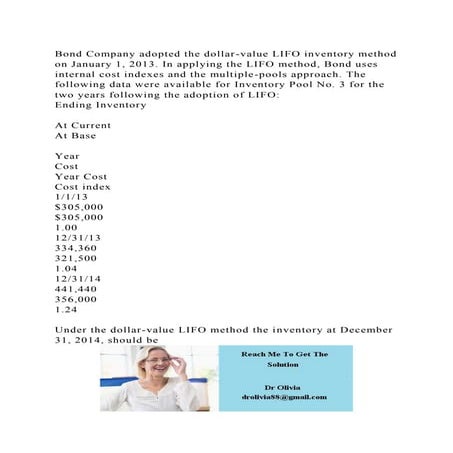 Bond Company adopted the dollar-value LIFO inventory method on Janua.docx