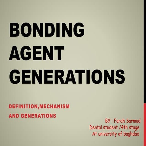  Dentin Bonding agents generations