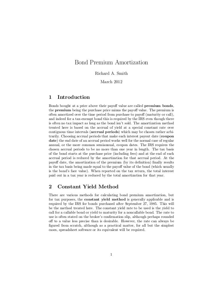 premium bond amortization
