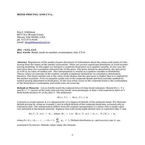 Bond Pricing and CVA