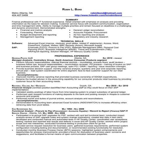 Resume: Bond, Robin 40379 | DOC